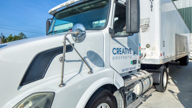 Creative Packaging has a dedicated fleet of trucks and staff of drivers.