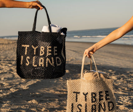 Navy and Tan Beach Bag