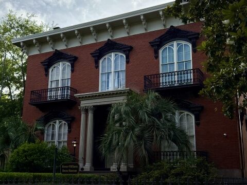 The front of the Mercer-Williams house, one of several tour stops.